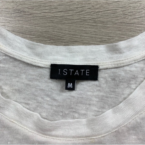 1. State 100% Linen White Ruffle Sleeve Top - Picture 4 of 9